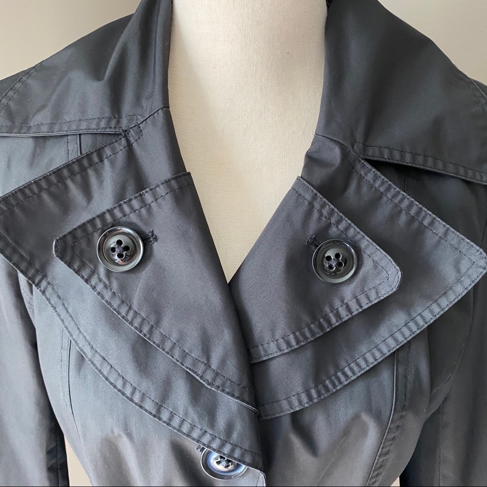 Croft & Barrow Trench Coat Black Sz Small - Picture 4 of 10